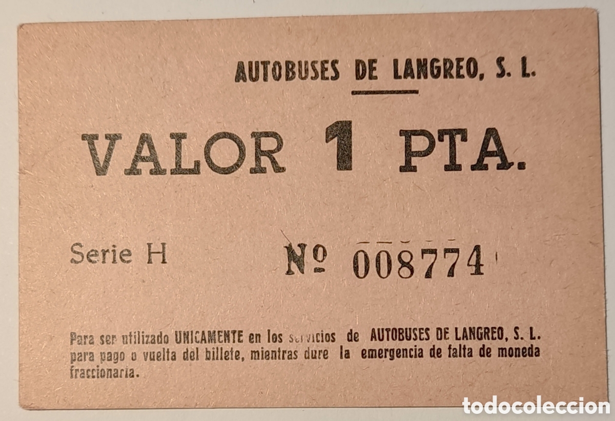 Billetes locales: Vale - Autobuses de Langreo - Asturias - Foto 1