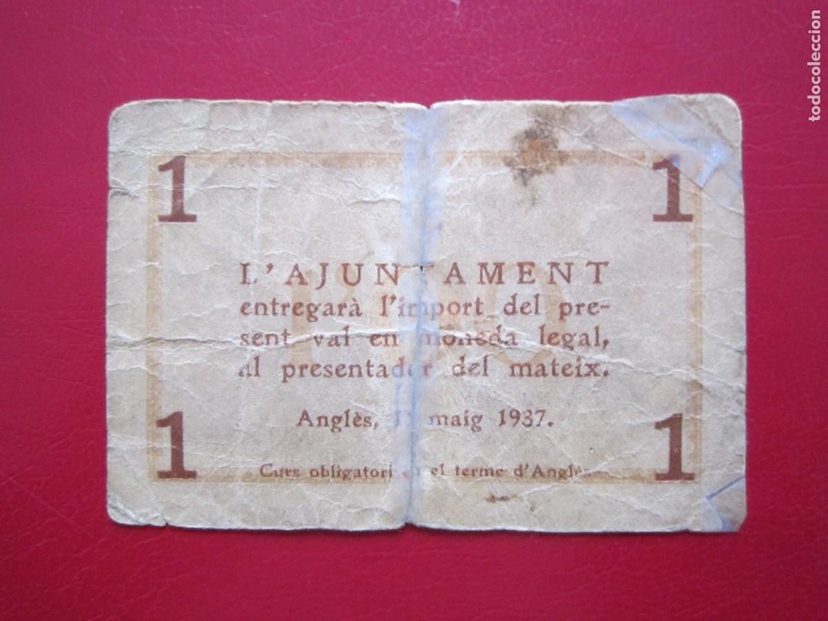 Billetes locales: BILLETE LOCAL DE 1 PESETA ANGLES - Foto 2