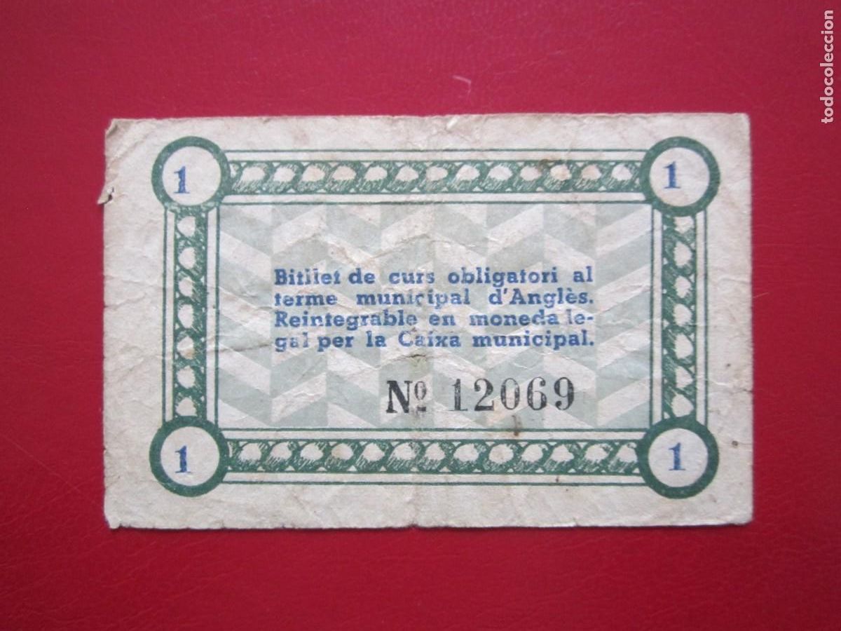 Billetes locales: BILLETE LOCAL DE 1 PESETA ANGLES - Foto 2
