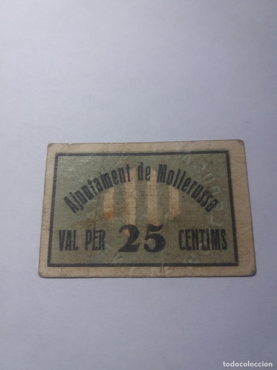 Billetes locales: Bilete 25 C&egrave;ntims Ajuntament MOLLERUSSA - Foto 1