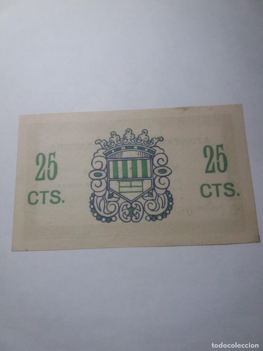 Billetes locales: Billete 25 C&egrave;ntims Ajuntament SASERRA - Foto 2