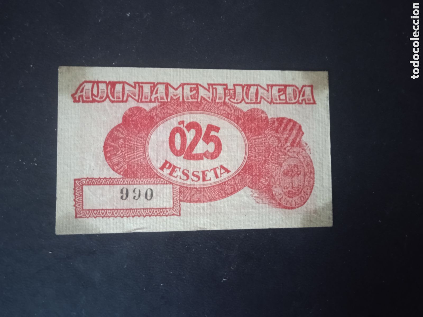 Billetes locales: Billete de 25 c&egrave;ntimos Juneda 1937 Lleida - Foto 2