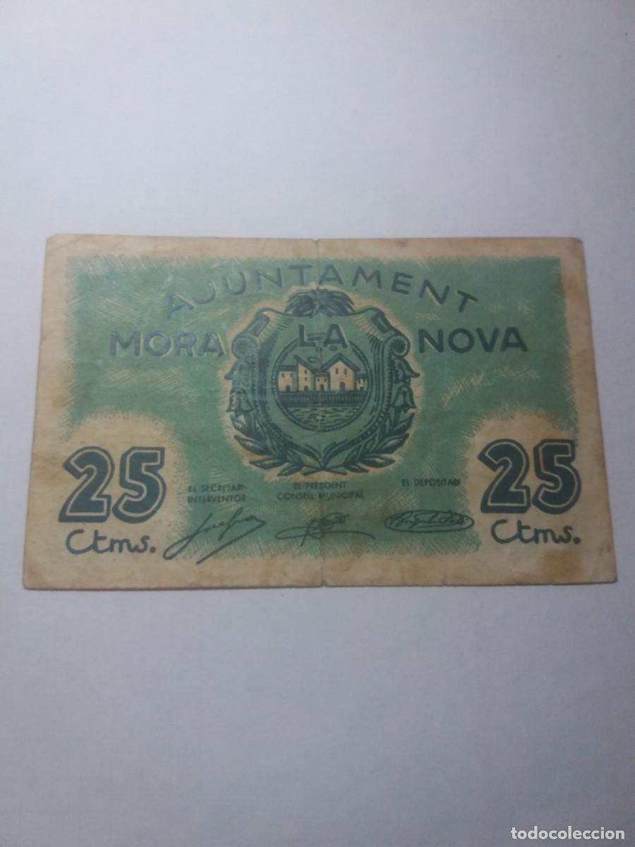 Billetes locales: Billete 25 C&acute;&egrave;ntims Ajuntament MORA LA NOVA - Foto 1