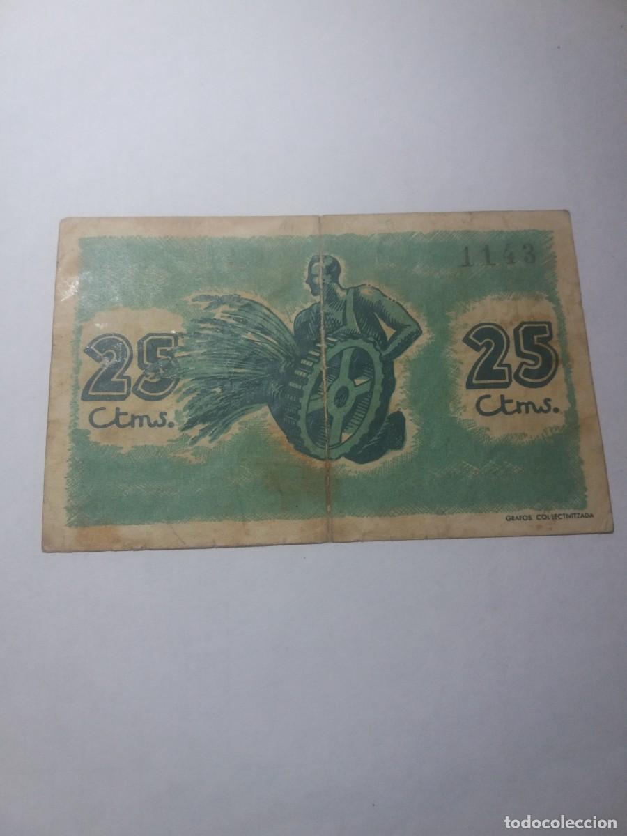 Billetes locales: Billete 25 C&acute;&egrave;ntims Ajuntament MORA LA NOVA - Foto 2