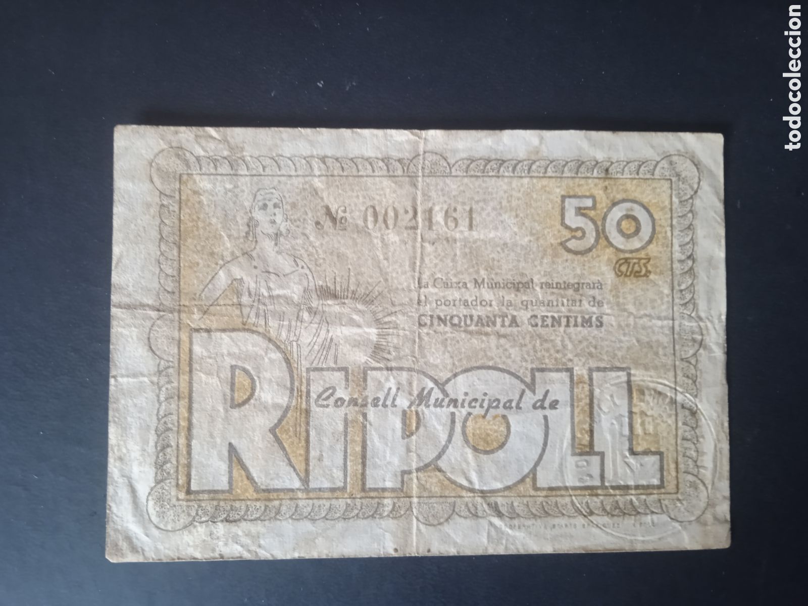 Billetes locales: Billete de 50 c&egrave;ntimos de Ripoll 1937 Girona - Foto 1