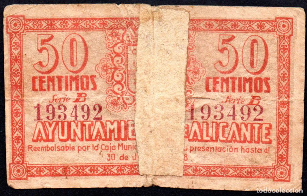 Billetes locales: ALICANTE - 50 Centimos 1937 - Foto 2
