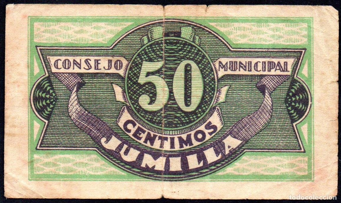 Billetes locales: JUMILLA (Murcia) - 50 Centimos 1937 - Foto 2