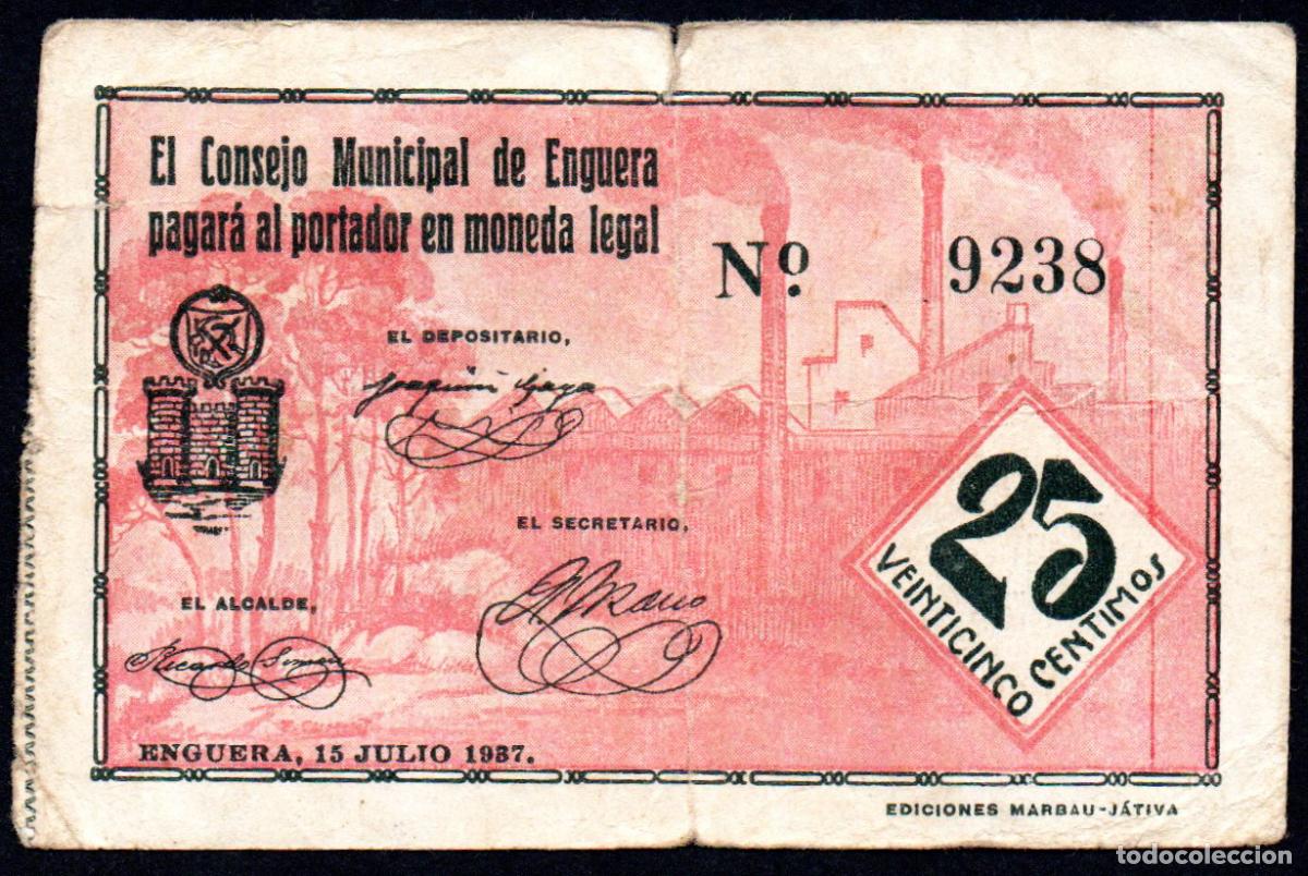 Billetes locales: ENGUERA (Valencia) - 25 Centimos 1937 - Foto 1