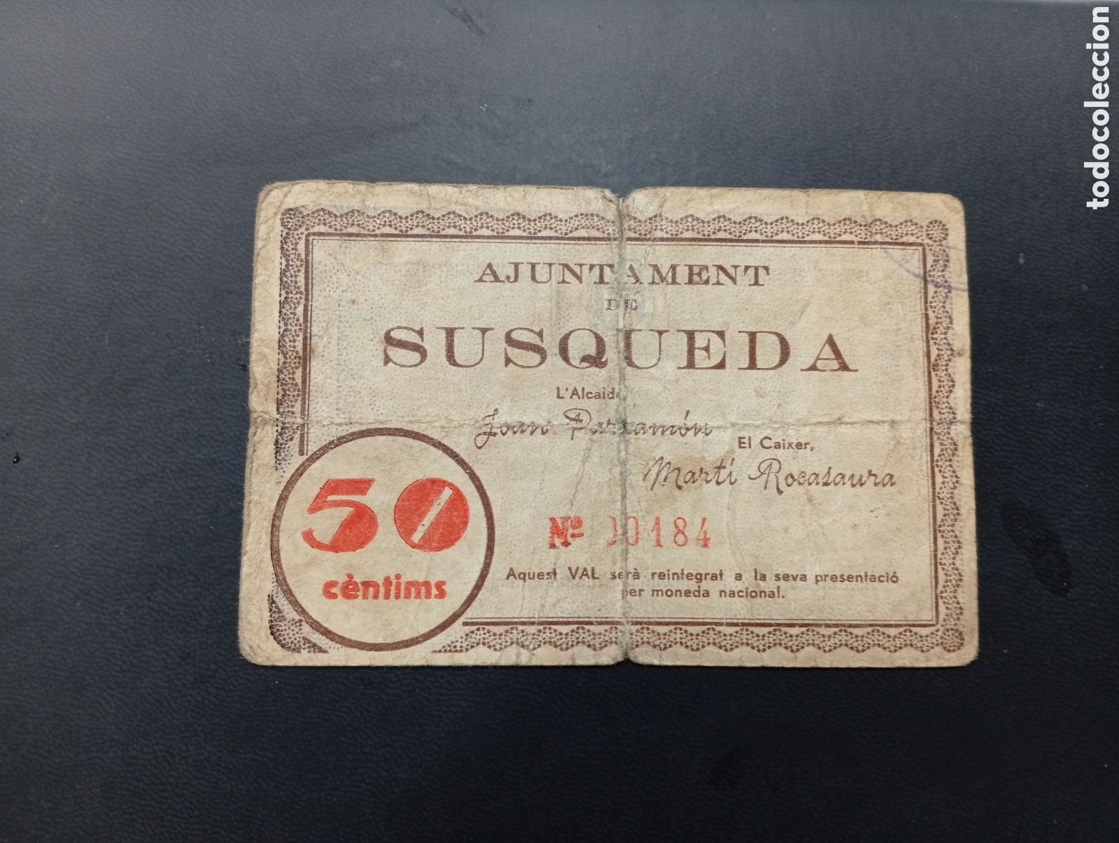 Billetes locales: Billete de 50 c&egrave;ntims Susqueda 1937 Girona - Foto 1