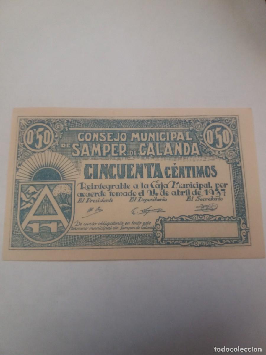 Billetes locales: Billete 50 C&eacute;ntimos SAMPER DE CALANDA 24 Abril 1937 - Foto 1
