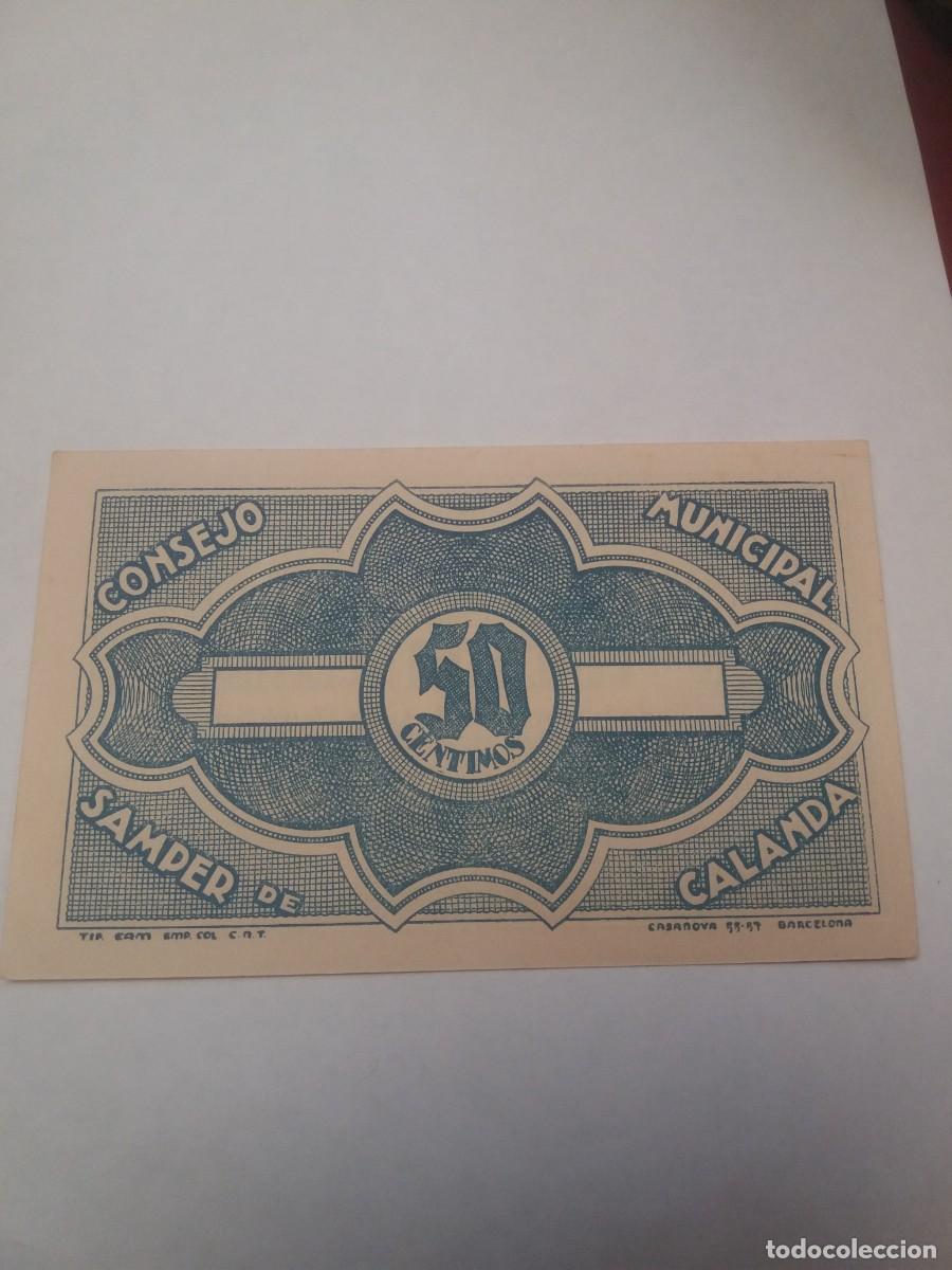 Billetes locales: Billete 50 C&eacute;ntimos SAMPER DE CALANDA 24 Abril 1937 - Foto 2