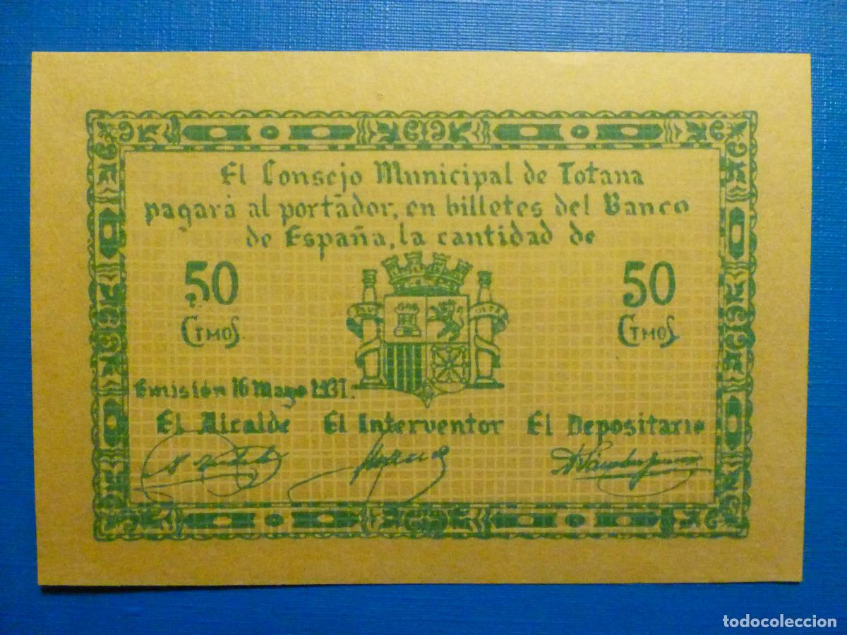 Local Banknotes: Billete Local - Consejo Municipal de Totana - A&ntilde;o 1.937 - 50 Ctmos - C&eacute;ntimos - Plancha