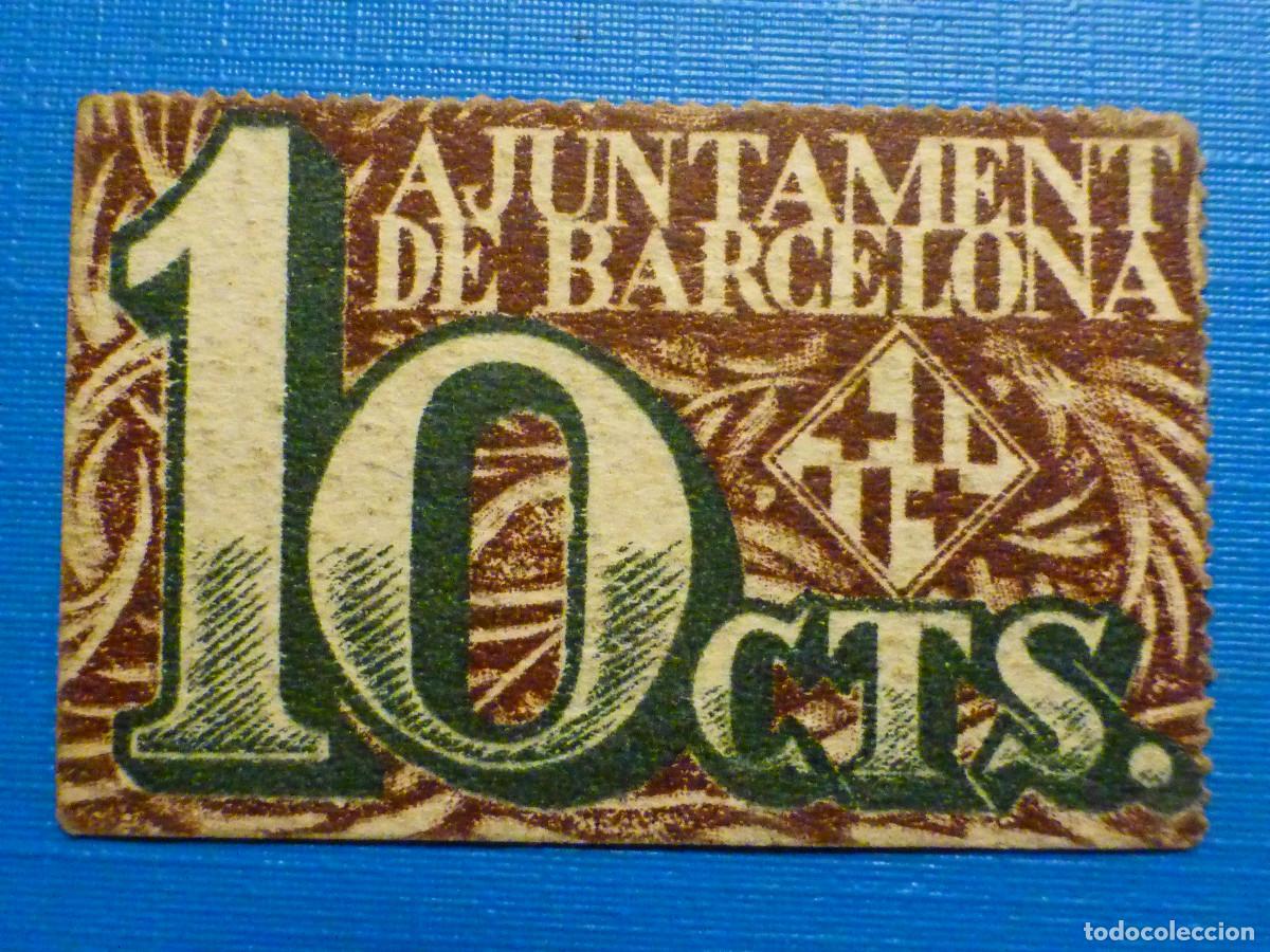 Local Banknotes: Billete Local - Ajuntament Barcelona - A&ntilde;o 1.937 - 10 Cts - C&eacute;ntimos - Serie D -