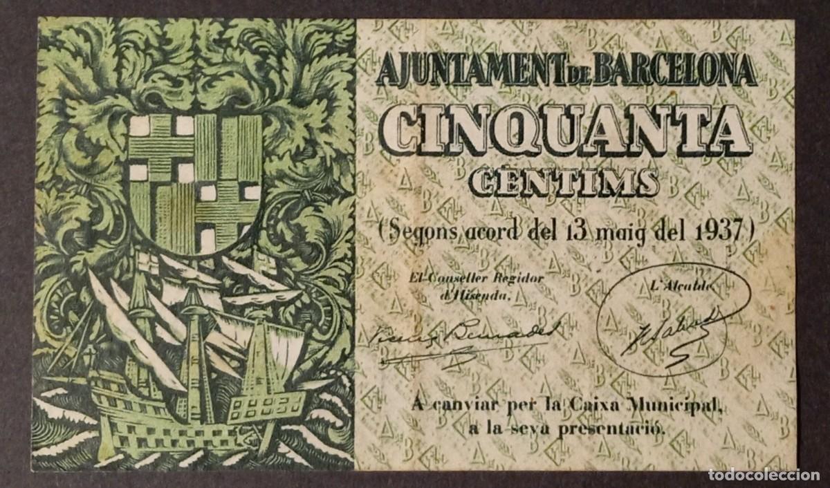 Billetes locales: Barcelona 50 c&eacute;ntimos 1937 - Foto 1
