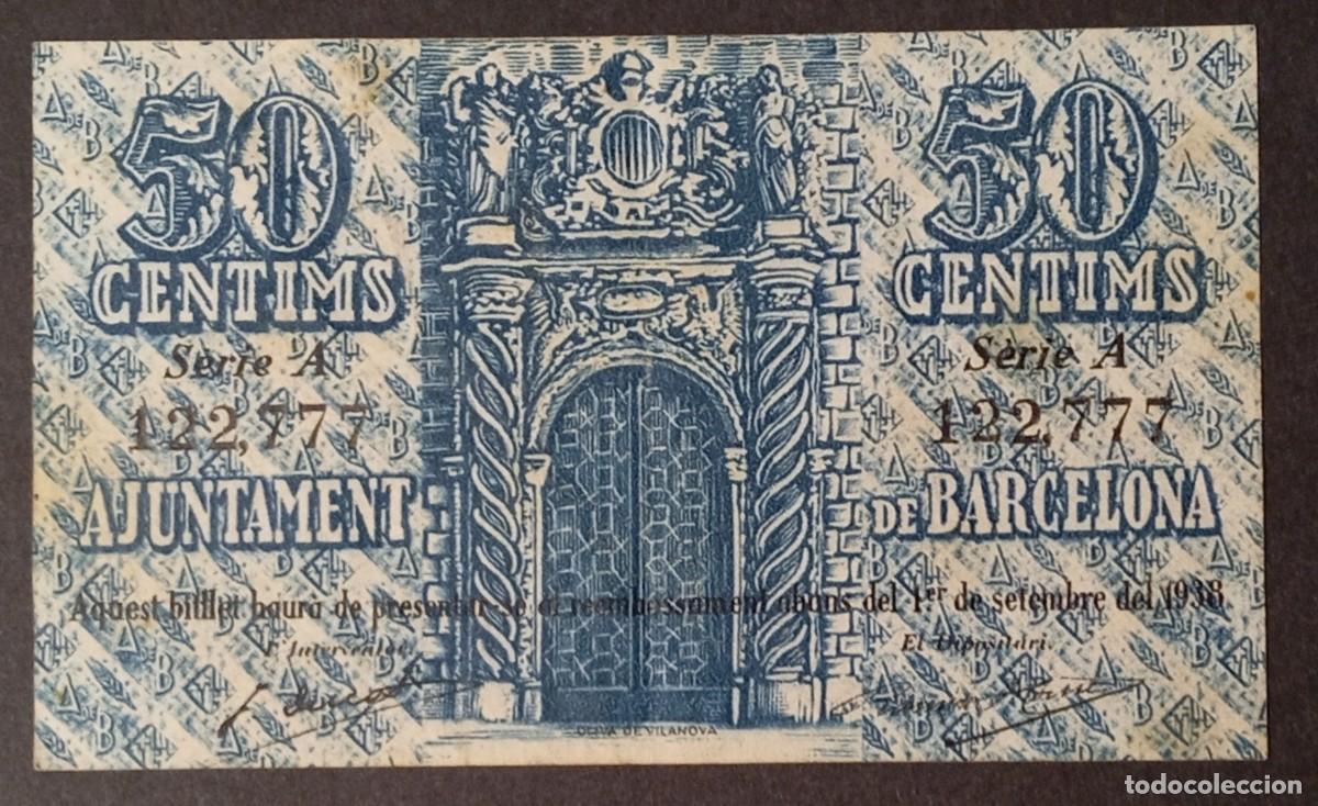 Billetes locales: Barcelona 50 c&eacute;ntimos 1937 - Foto 2