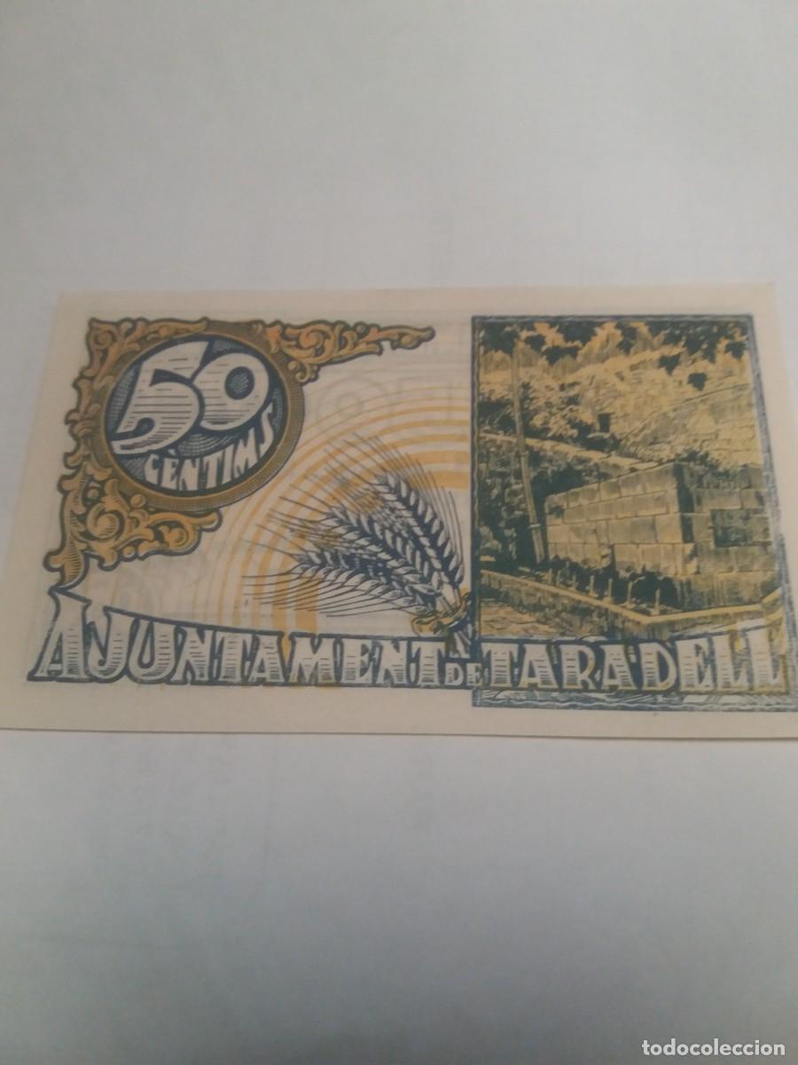 Billetes locales: Billete 50 C&egrave;ntims Ajuntament TARADELL - Foto 2