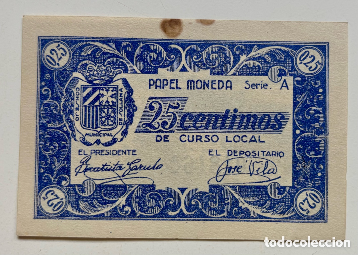 Notas locais: Billete Local / Municipal SOLLANA 25 Centimos SC-