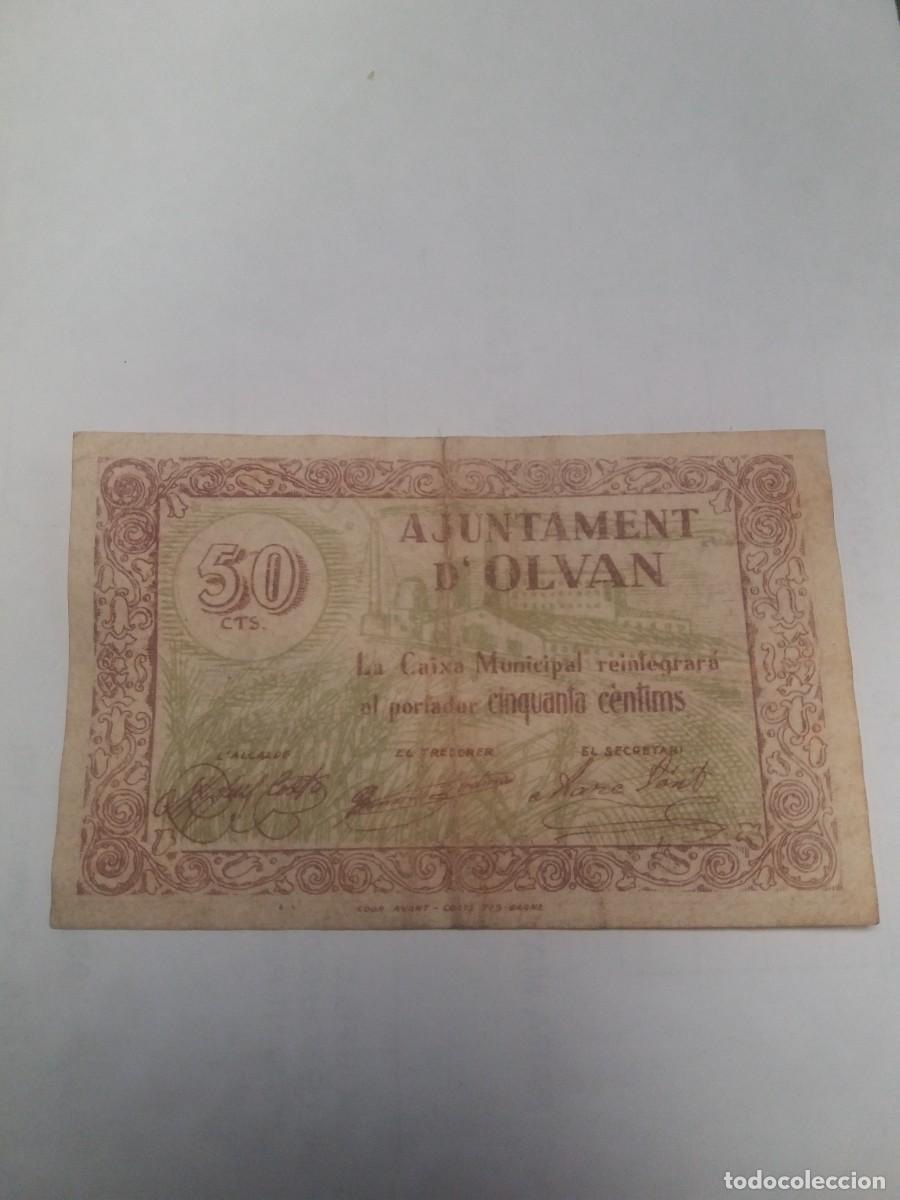 Billetes locales: Billete 50 C&egrave;ntims Ajuntament OLVAN - Foto 1