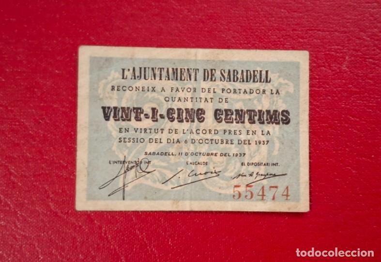 Billetes locales: Billete local de 25 c&eacute;ntimos de SABADELL - Foto 1