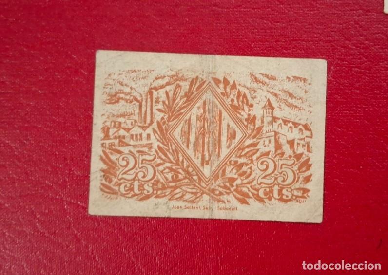 Billetes locales: Billete local de 25 c&eacute;ntimos de SABADELL - Foto 2