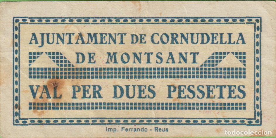Billetes locales: BILLETES LOCALES - CORNUDELLA DE MONTSANT - TARRAGONA - 2 PESSETES S/F - T-1029 (MBC) RRRR