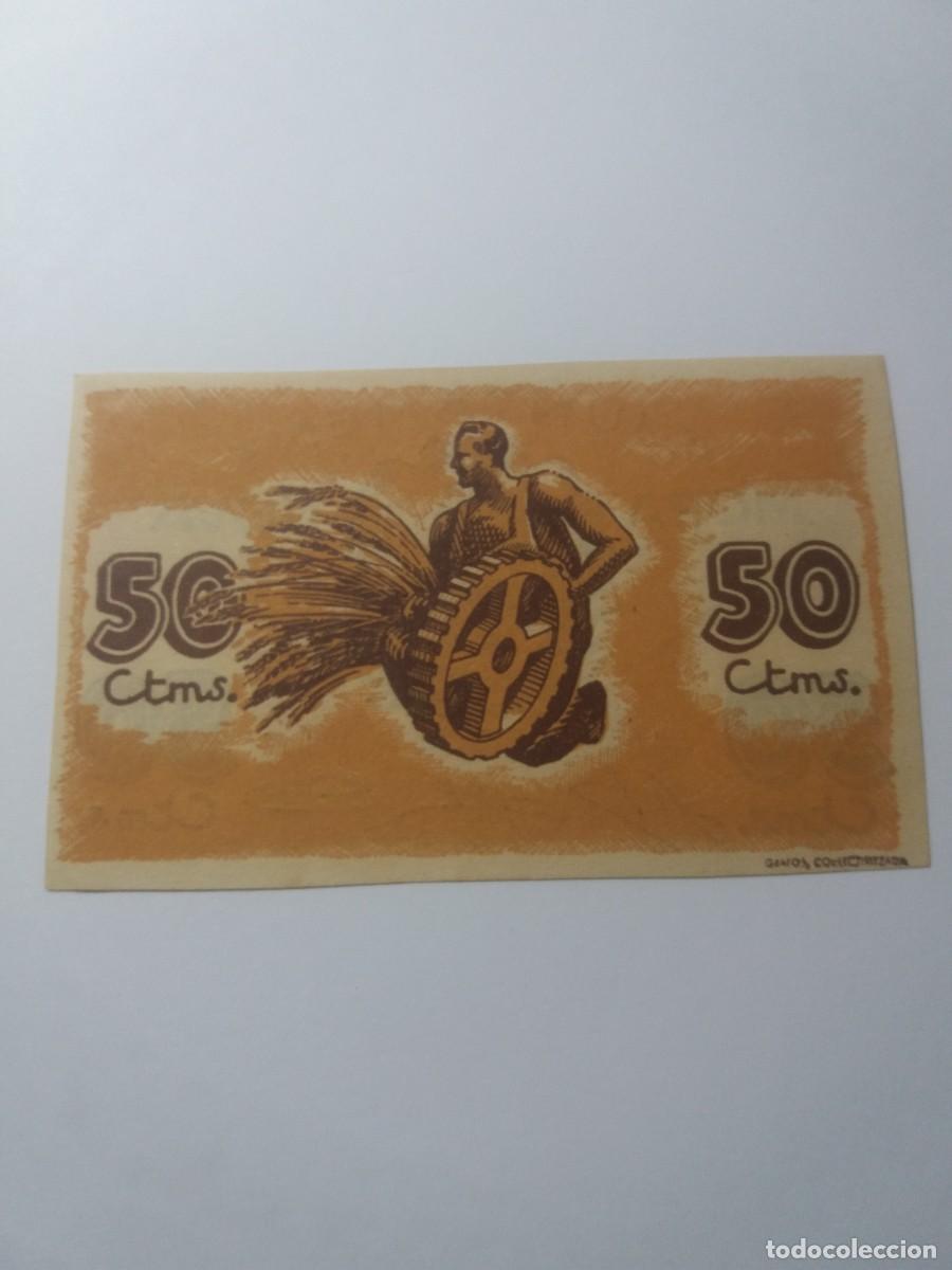 Billetes locales: Billete 50 C&egrave;ntims Ajuntament MORA LA NOVA - Foto 2