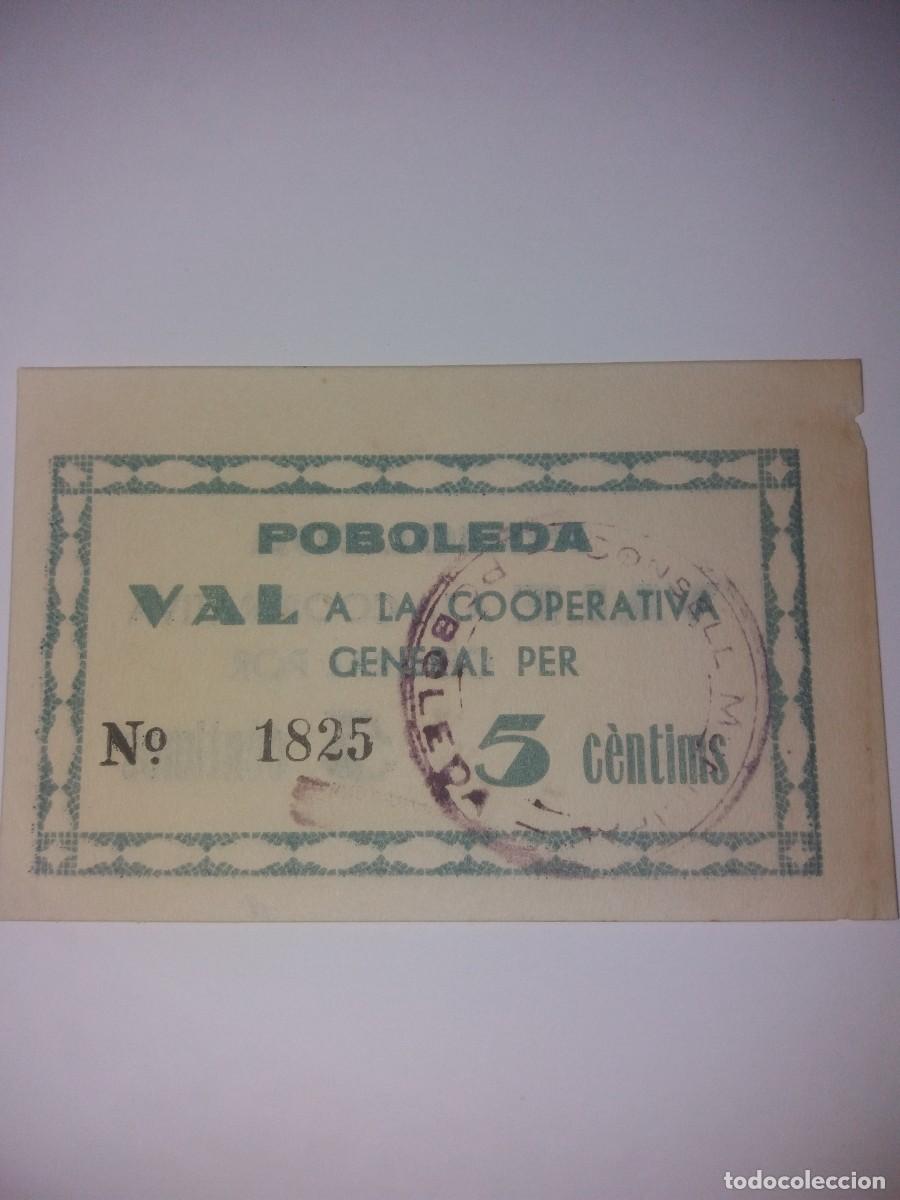 Billetes locales: Billete Val 5 C&egrave;ntims POBOLEDA - Foto 1