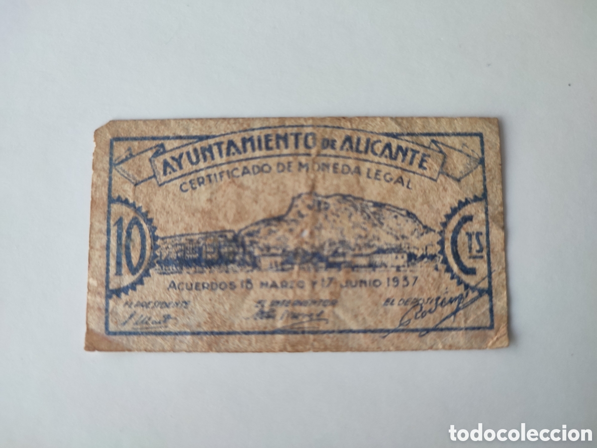 Billetes locales: Billete 10 c&eacute;ntimos de Alicante - Foto 1