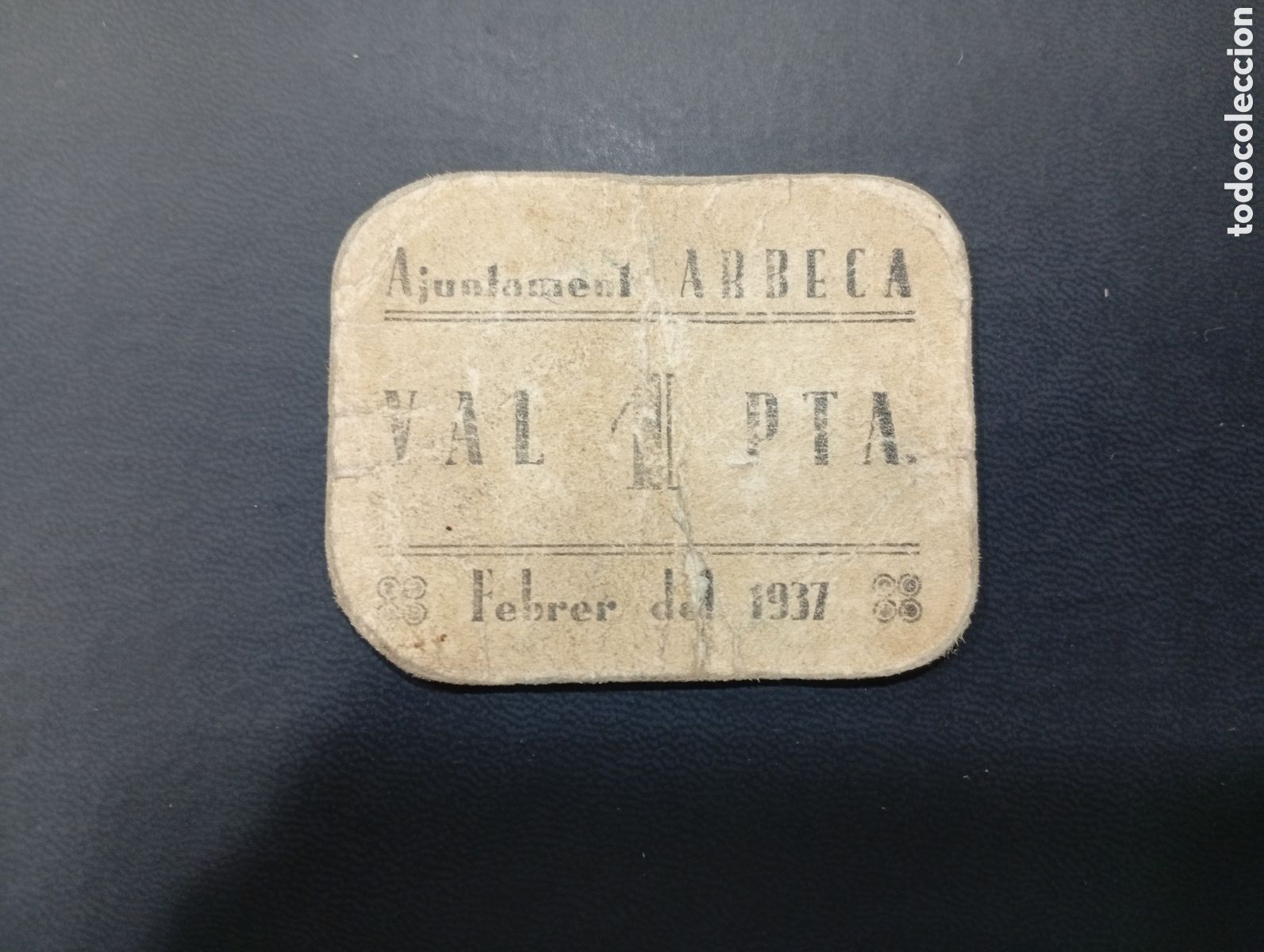 Banconote locali: Billete de 1 peseta Arbeca Lleida 1937