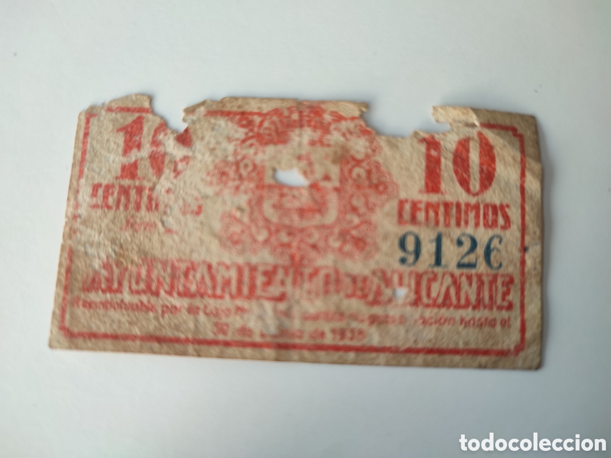 Billetes locales: 10 c&eacute;ntimos de Alicante - Foto 2