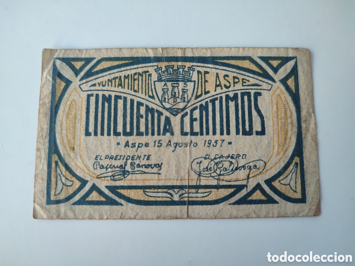 Billetes locales: 50 c&eacute;ntimos de Aspe (Alicante) - Foto 1