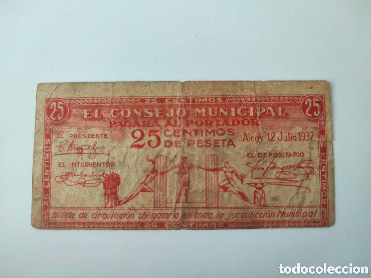 Billetes locales: 25 c&eacute;ntimos de Alcoy (Alicante) - Foto 1