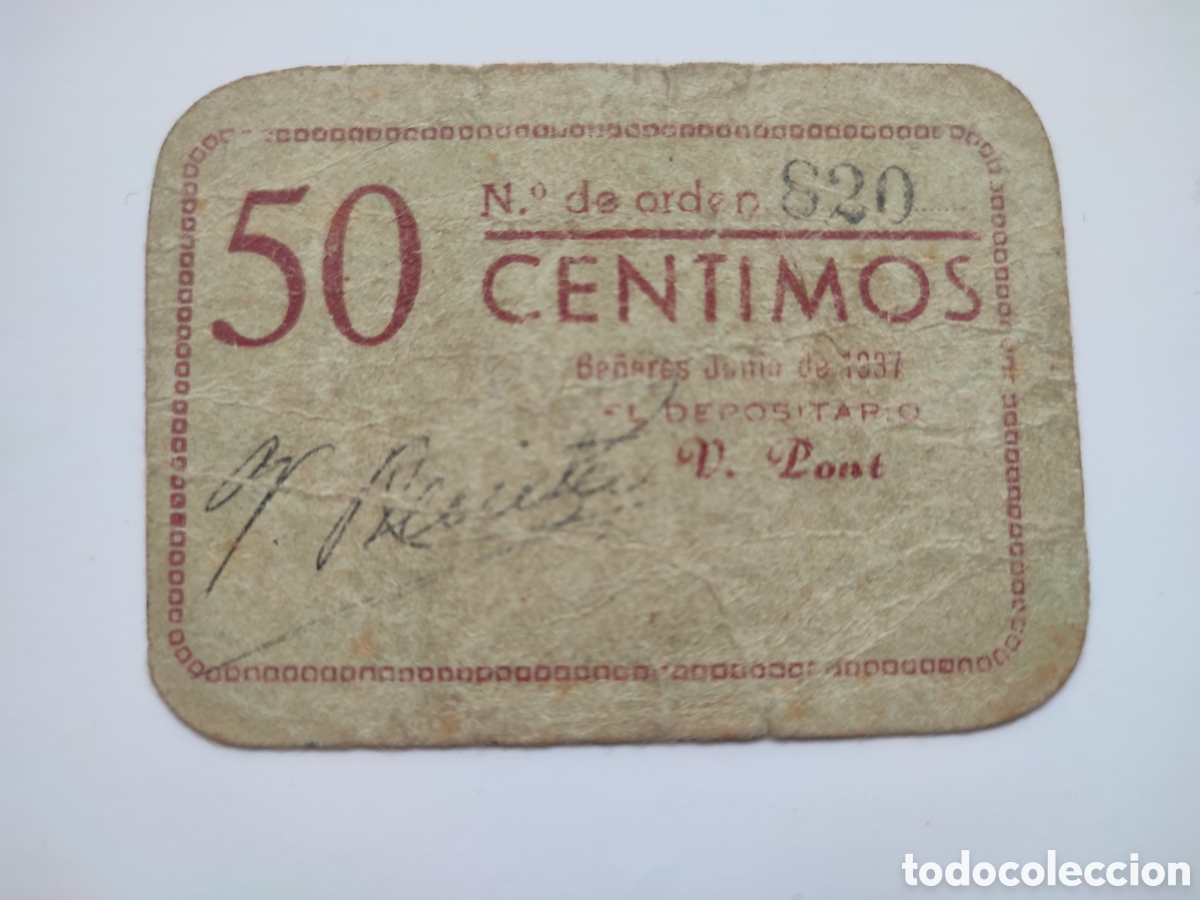 Billetes locales: 50 c&eacute;ntimos de Ba&ntilde;eres (Alicante) - Foto 1