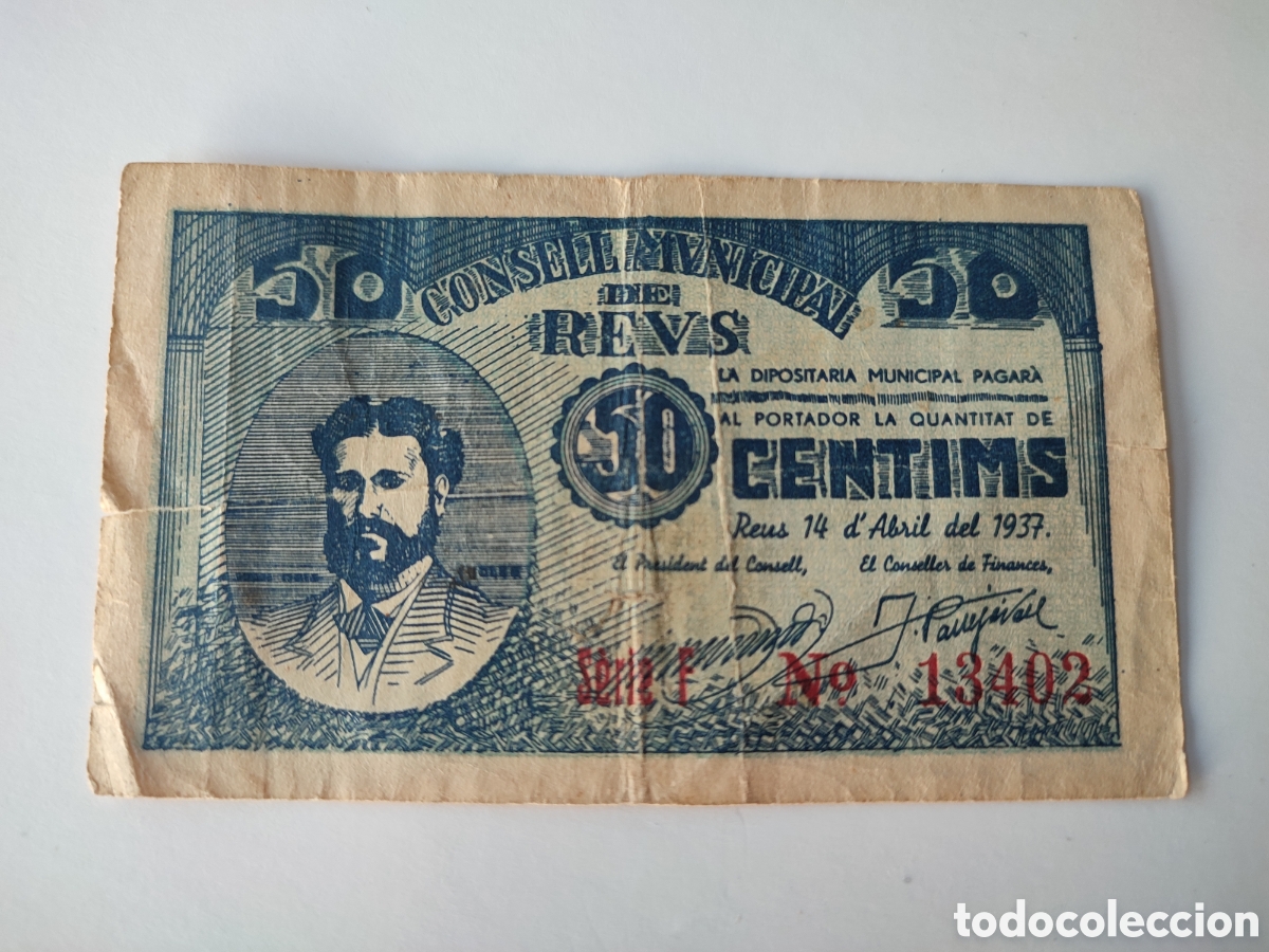 Billetes locales: 50 c&eacute;ntimos de Reus (Tarragona) - Foto 1