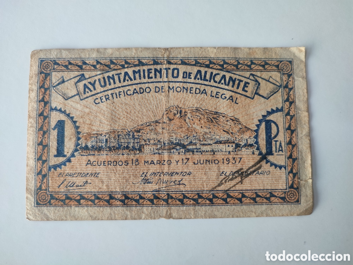 Billetes locales: 1 peseta de Alicante - Foto 2
