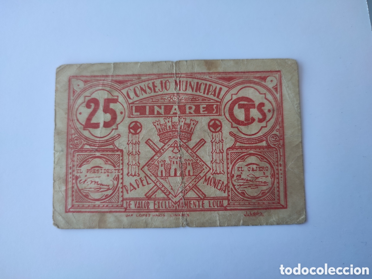 Billetes locales: 25 c&eacute;ntimos de Linares (Ja&eacute;n) - Foto 1