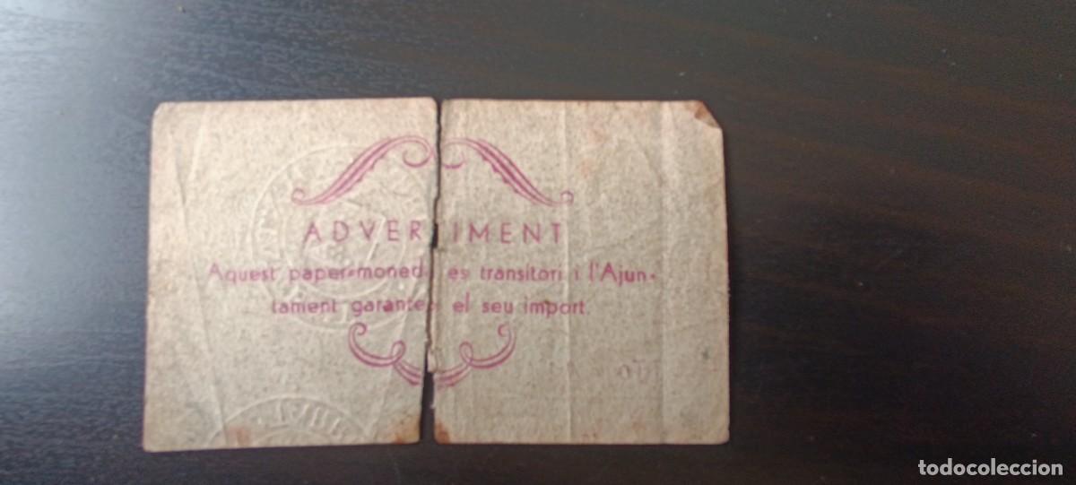Billetes locales: Ajuntament TARREGA billete 25 C&egrave;ntims - Foto 2