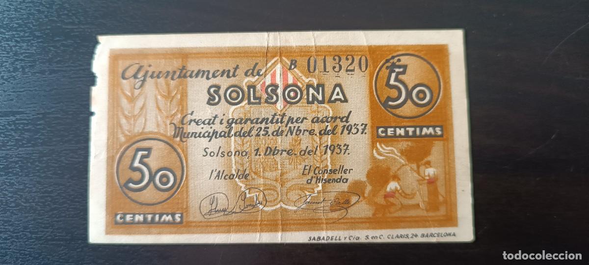 Billetes locales: 50 CENTIMOS AJUNTAMENT DE SOLSONA - Foto 1