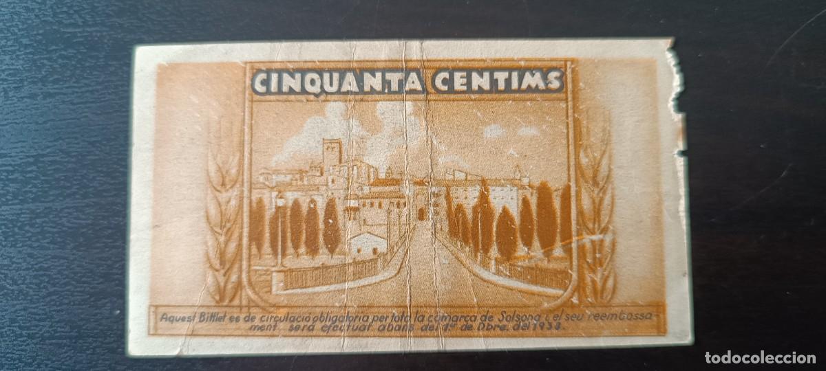 Billetes locales: 50 CENTIMOS AJUNTAMENT DE SOLSONA - Foto 2