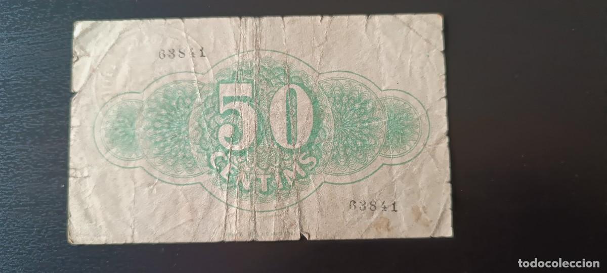 Billetes locales: Billete de 50 Centims de Tortosa de 1937 - Foto 2