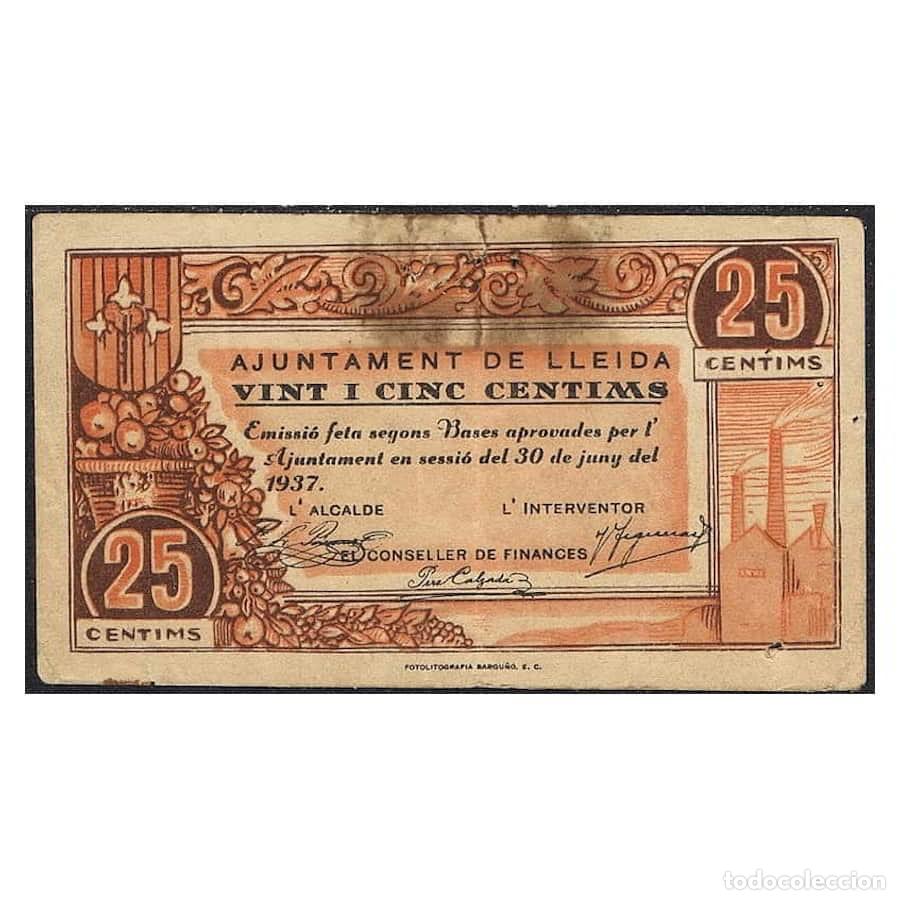 Banconote locali: Espa&ntilde;a 1937 [BLL] Billete Local. 25 cts. L&eacute;rida (BC)