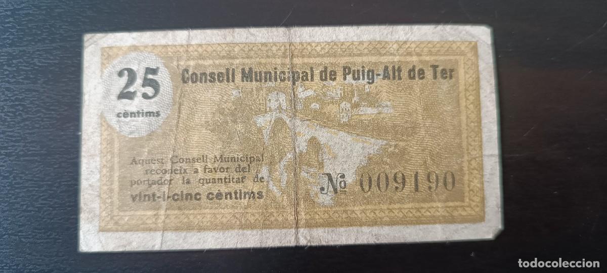 Billetes locales: PUIG-ALT DE TER. GIRONA. 25 CENTIMS - Foto 1