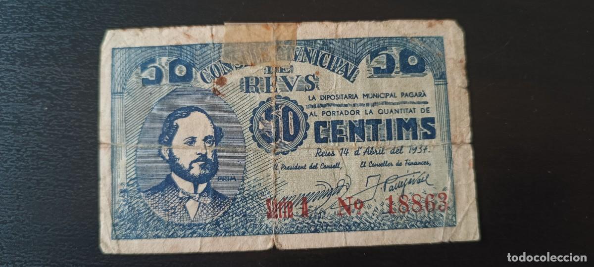 Billetes locales: REUS , 50 C&Eacute;NTIMOS , Joan Prim Prats - Foto 1