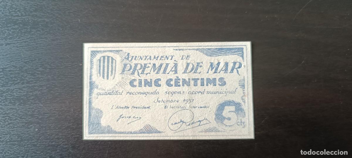 Billetes locales: 5 C&Eacute;NTIMOS AJUNTAMENT DE PREMIA DEL MAR - Foto 1