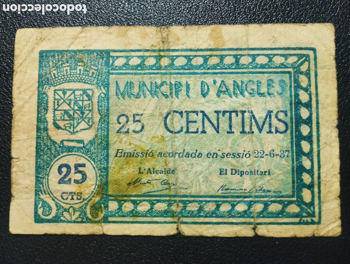 Billetes locales: Gerona - Angles 22-6-37