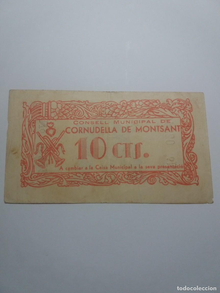 Billetes locales: Billete 10 C&egrave;ntims CORNUDELLA DE MONTSANT - Foto 1