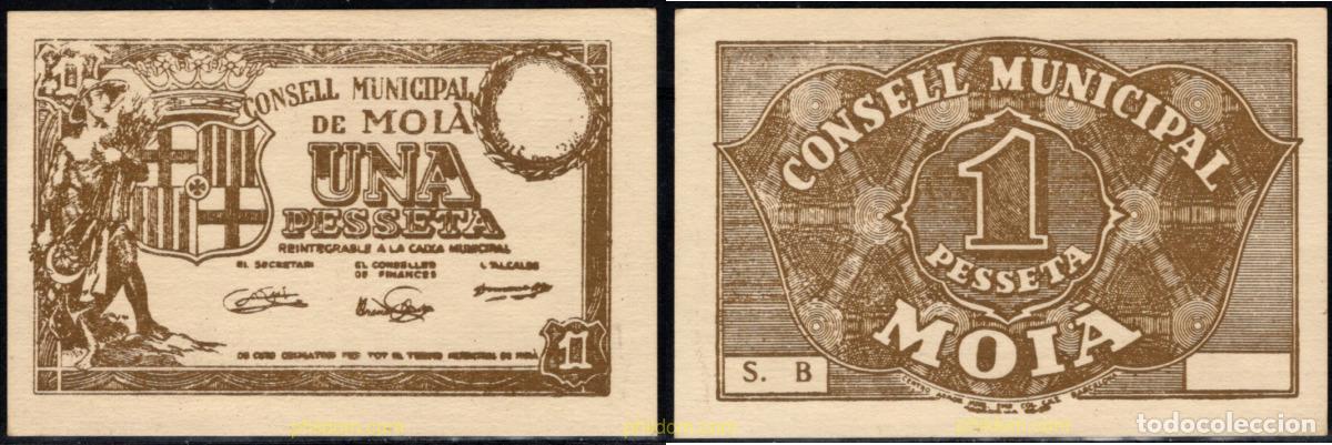 Billetes locales: 10022 ESPA&Ntilde;A. Emisiones locales republicanas 1937 CONSELL MUNICIPAL DE MOIA 1 PESETA 1937