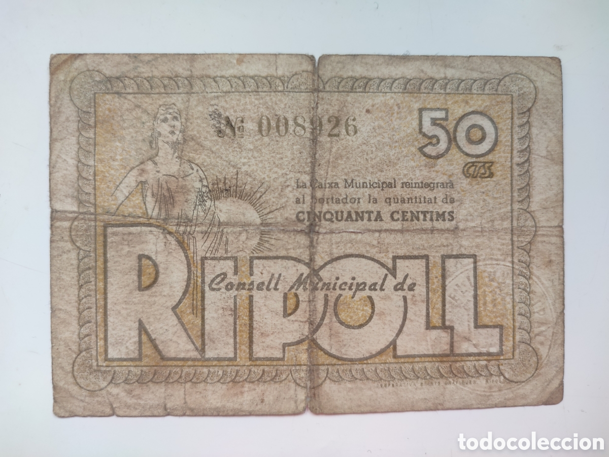 Billetes locales: 50 c&eacute;ntimos de Ripoll (Gerona) - Foto 1