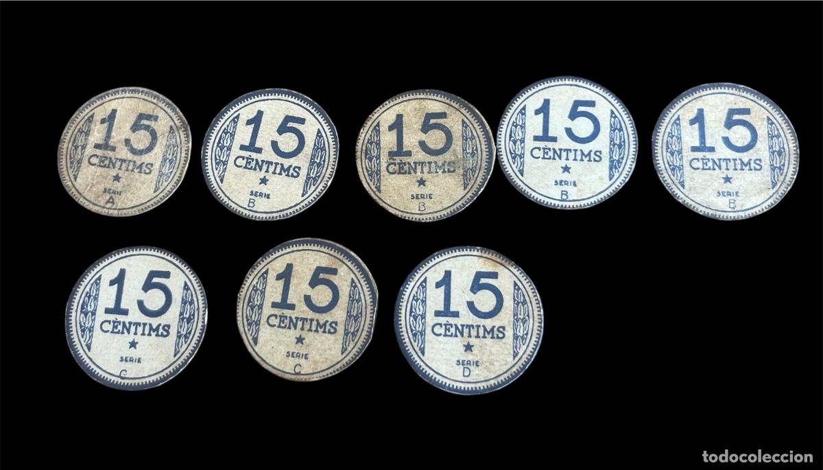 Billetes locales: BILLETE LOCAL GUERRA CIVIL 15 CENTIMOS DE MANRESA SERIE A, B, C, D ORIGINAL