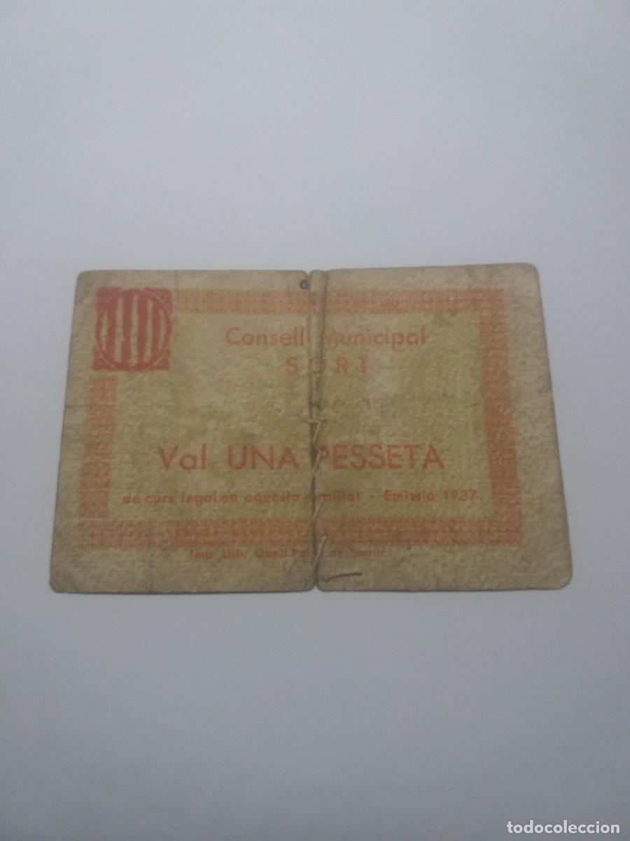 Billetes locales: Billete 1 Pesseta Consell Municipal SORT Emisio 1937